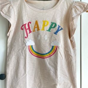 Girls Peek rainbow happy shirt with ruffles